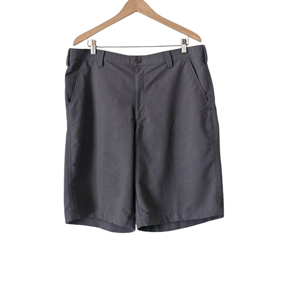 Under Armour Mens Gray Performance Golf Shorts Size 38 Flat Front HeatGear